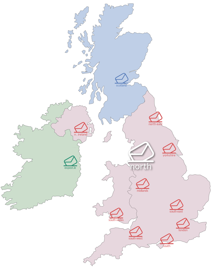 Map of regional Mail Centre licences in the UK