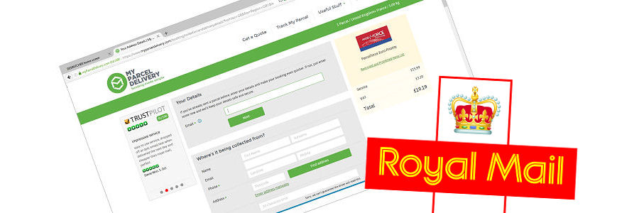 Screen capture of access to Courier and Royal Mail accounts - included in the business package